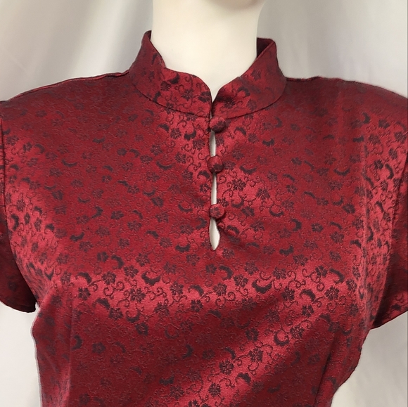 Vintage Harlow Nites Red Brocaid Maxi Dress size 10 - Picture 12 of 12